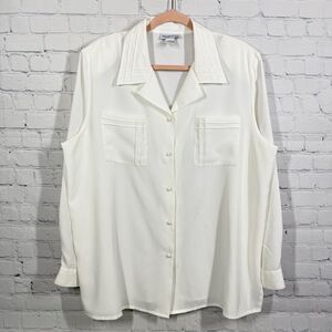 Vintage 90’s Y2K Blouse Button Women XL Long Sleeve Basic Preppy Office
